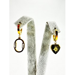 Gold Kalp Figürlü Küpe